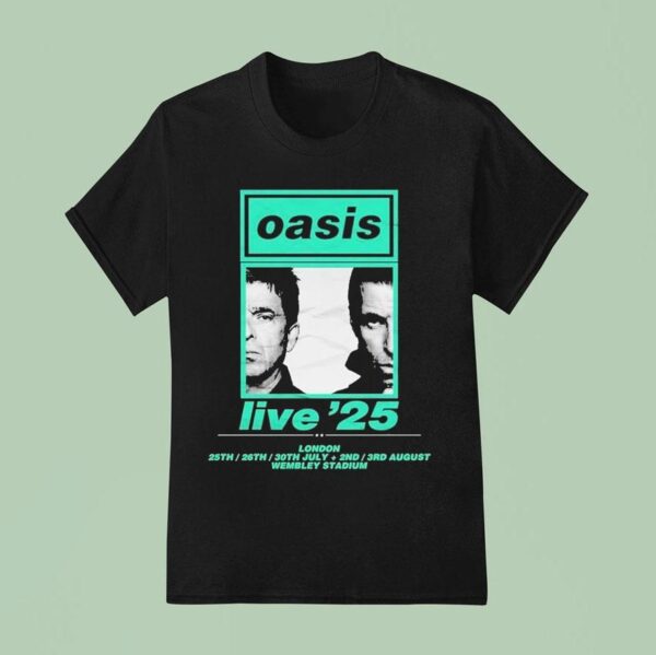Oasis Live Show At Wembley Stadium In London On July To August With Split Portrai T Shirt