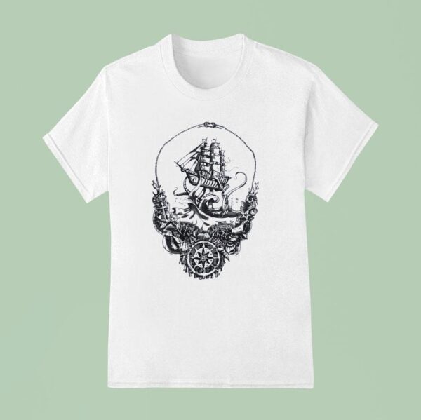 Octopus Battle With Ship In Grateful Dead Logo T Shirt