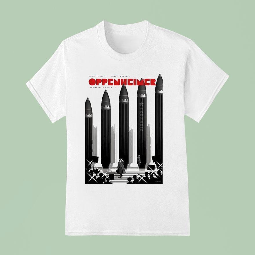 Oppenheimer Movie Minimalist Christopher Nolan Film Art Atomic Bomb For Sci Fi Lovers T Shirt