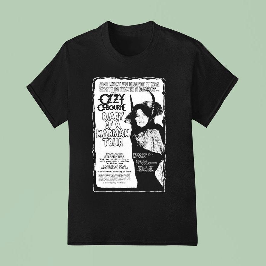 Ozzy Osbourne Diary Of A Madman Tour Des Moines Just When You Thought It Was Safe To Do Back To A Concer T Shirt
