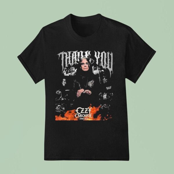 Ozzy Osbourne Fire Horns Thank You Collage T Shirt