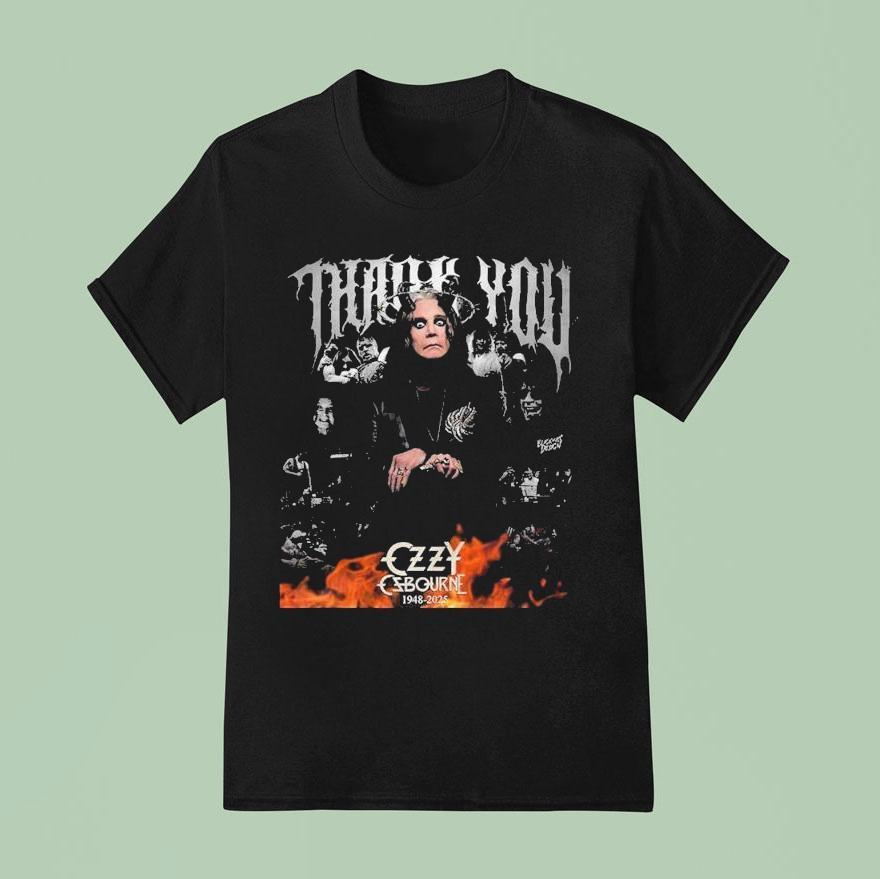 Ozzy Osbourne Fire Horns Thank You Collage T Shirt