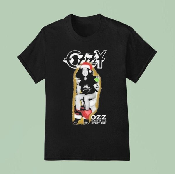 Ozzy Osbourne Ozz Bless Us All Every One Christmas T Shirt