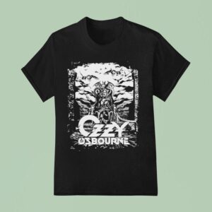 Ozzy Osbourne Scene With Bats On Gothic Background Dark Metal Throne T Shirt