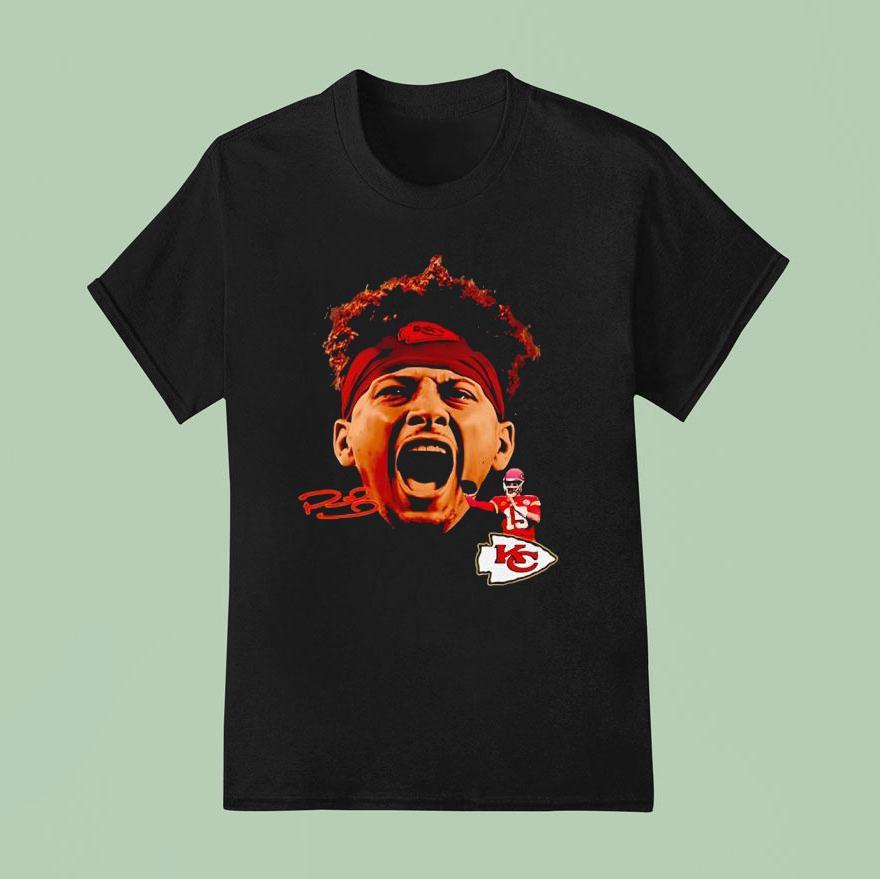 Patrick Mahomes Bigface Kansas City Chiefs Football Signature T Shirt