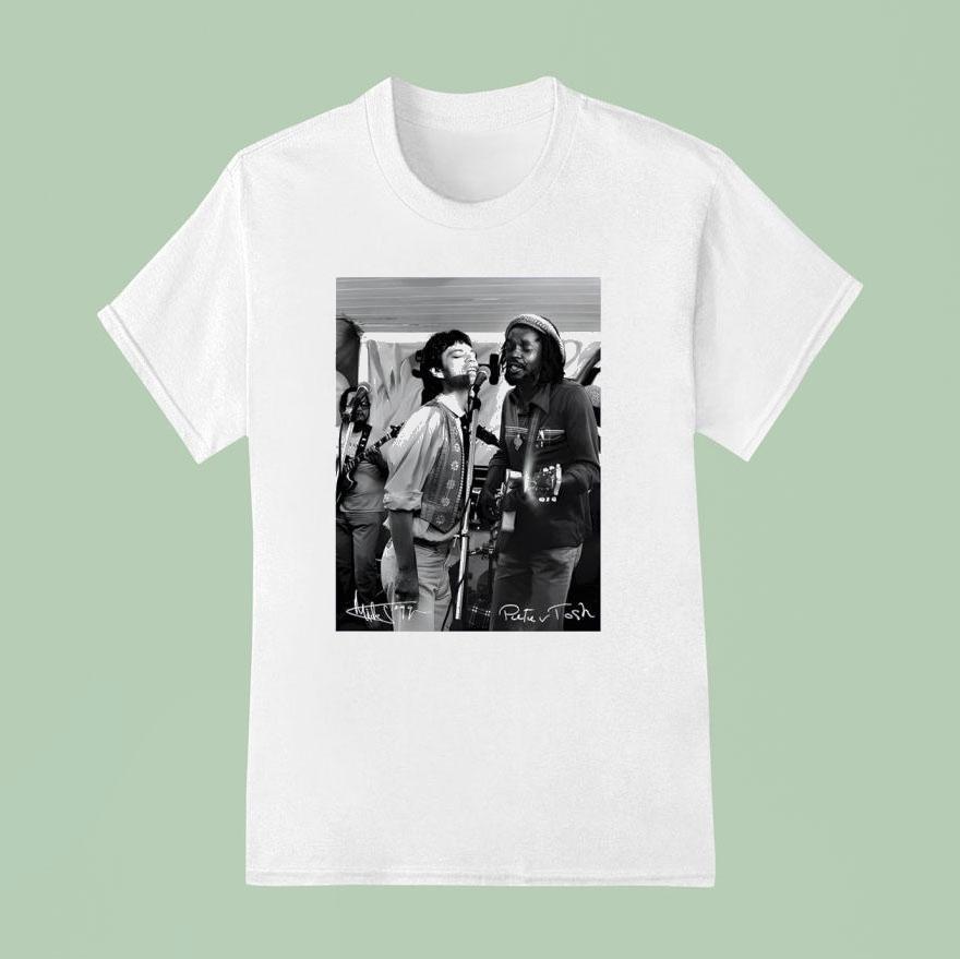Peter Tosh Mick Jagger Walk And Don T Look Back Signature T Shirt
