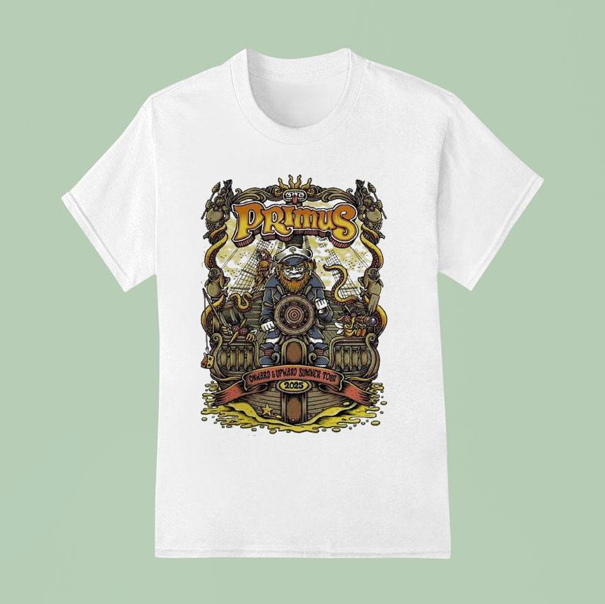 Primus Tour Onward Upward Summer Tour At Sea In Usa On Summer Pirate Cheese Ship T Shirt