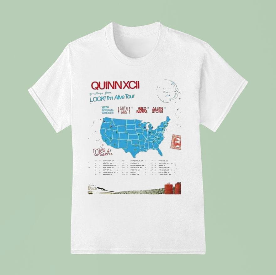 Quinn Xcii Greetings From Look I M Alive Tour Dates Usa Map T Shirt