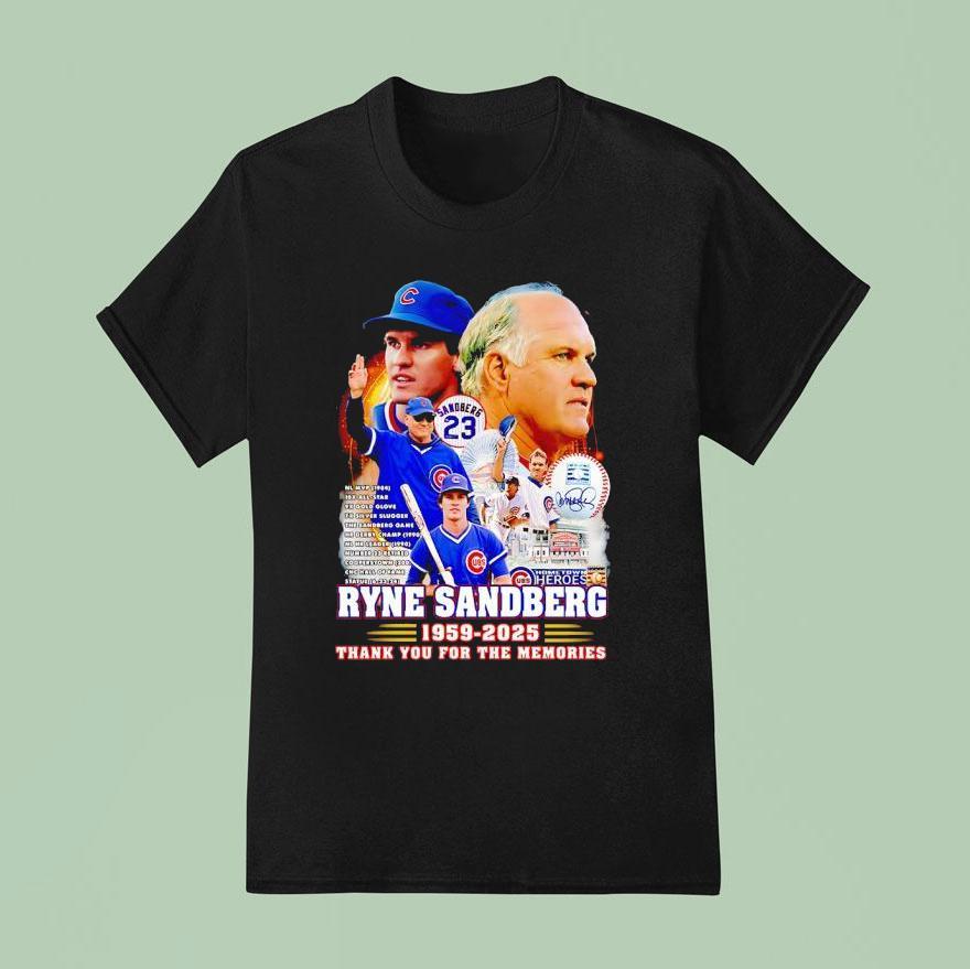 Ryne Sandberg Chicago Cubs Thank You For The Memories T Shirt
