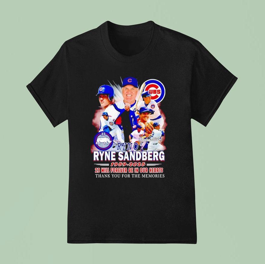 Ryne Sandberg Ryno Chicago Cubs Thank You For The Memories Signature T Shirt