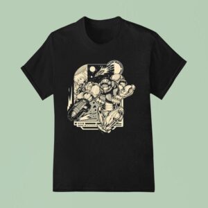Samus Aran From Metroid Running In Space T Shirt
