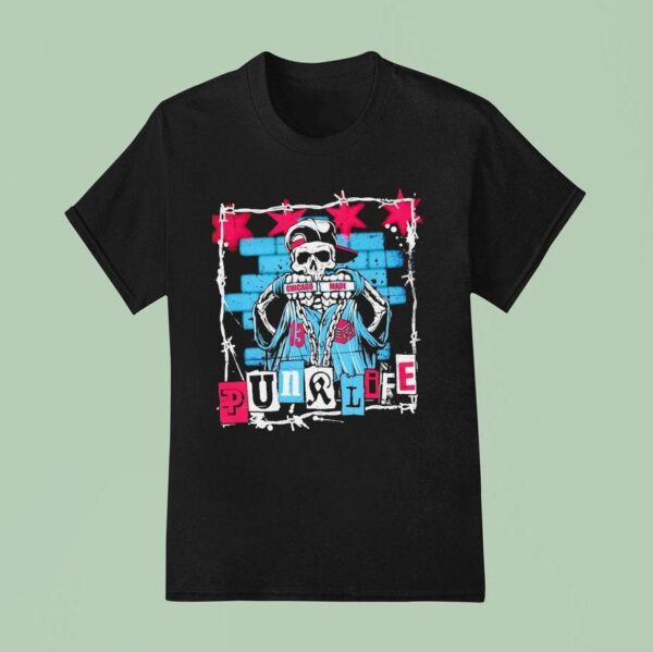 Skeleton Chicago Made Punk Life T Shirt