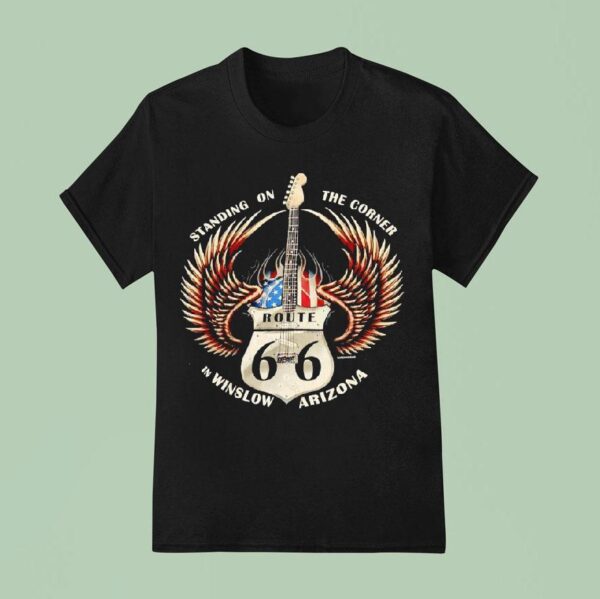 Standing On The Corner In Winslow Arizona Route Guitar T Shirt