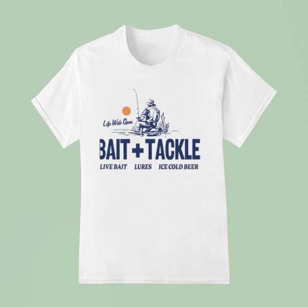 Sunset Life Wide Open Bait And Tackle Live Bait Lures Ice Cold Beer T Shirt