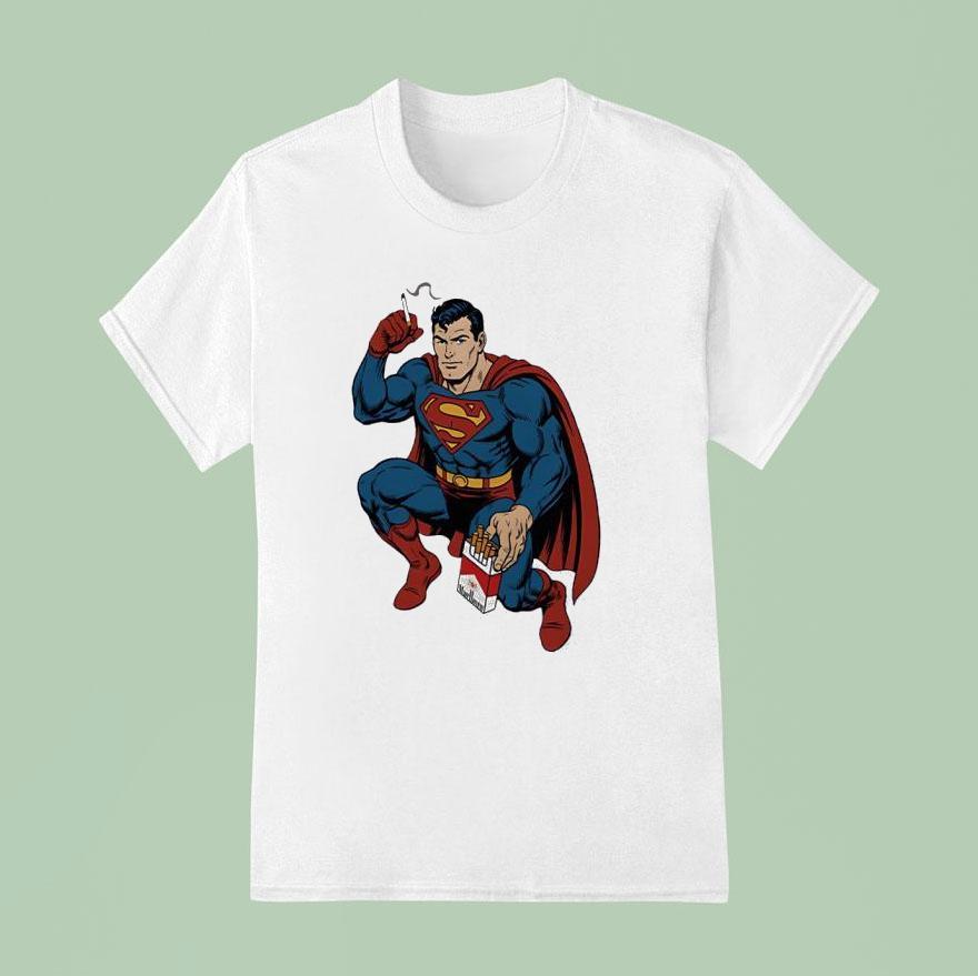 Superman Smoking Cartoon T Shirt
