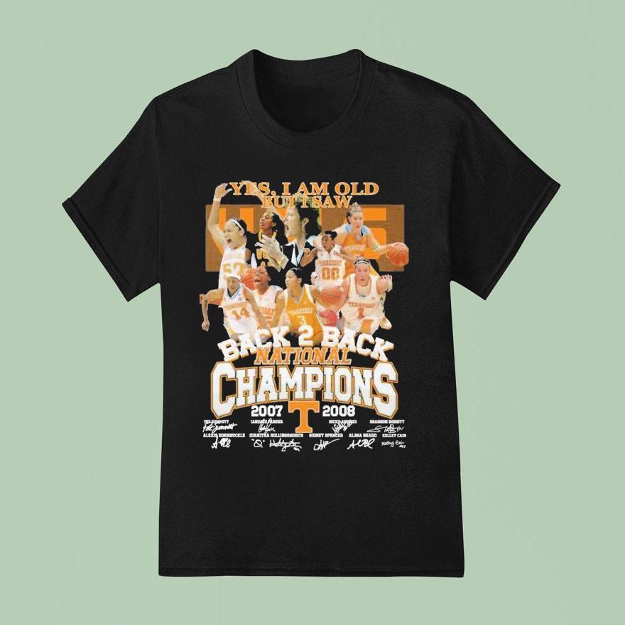 Tennessee Volunrs Yes I Am Old But I Saw Back Back National Champions Signatures T Shirt