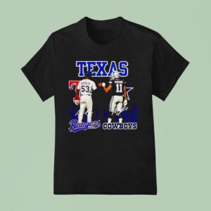 Texas City Skyline Garcia Texas Rangers And Parsons Dallas Cowboys Signatures T Shirt