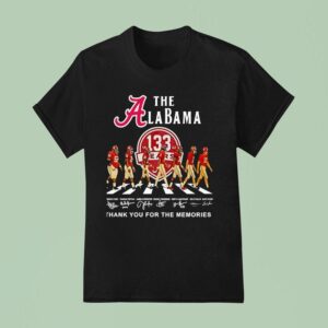 The Alabama Crimson Tide Walking Across Thank You For The Memories Signatures T Shirt