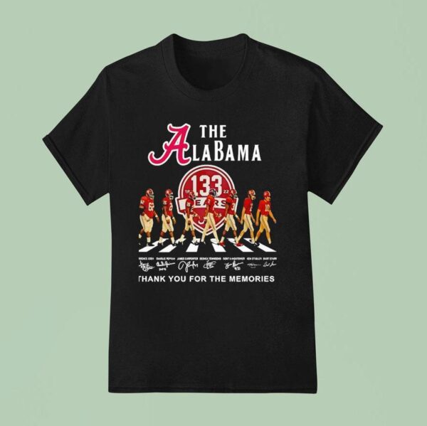 The Alabama Crimson Tide Walking Across Thank You For The Memories Signatures T Shirt