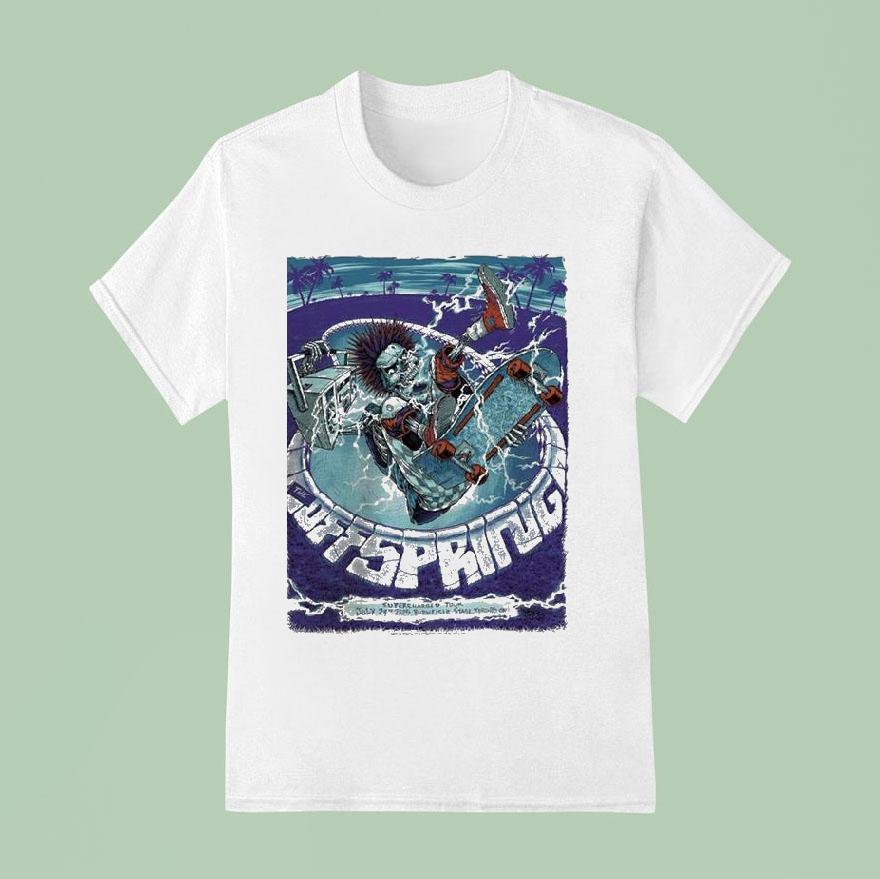 The Offspring Supercharged Tour In Toronto On Canada Concert At Budweiser Stage On July Skating Skeleton T Shirt