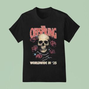 The Offspring Supercharged Worldwide In Tour Rose Skull T Shirt