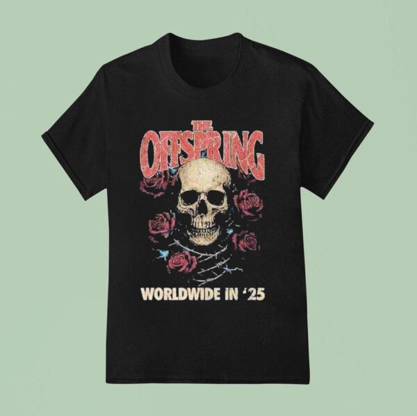 The Offspring Supercharged Worldwide In Tour Rose Skull T Shirt