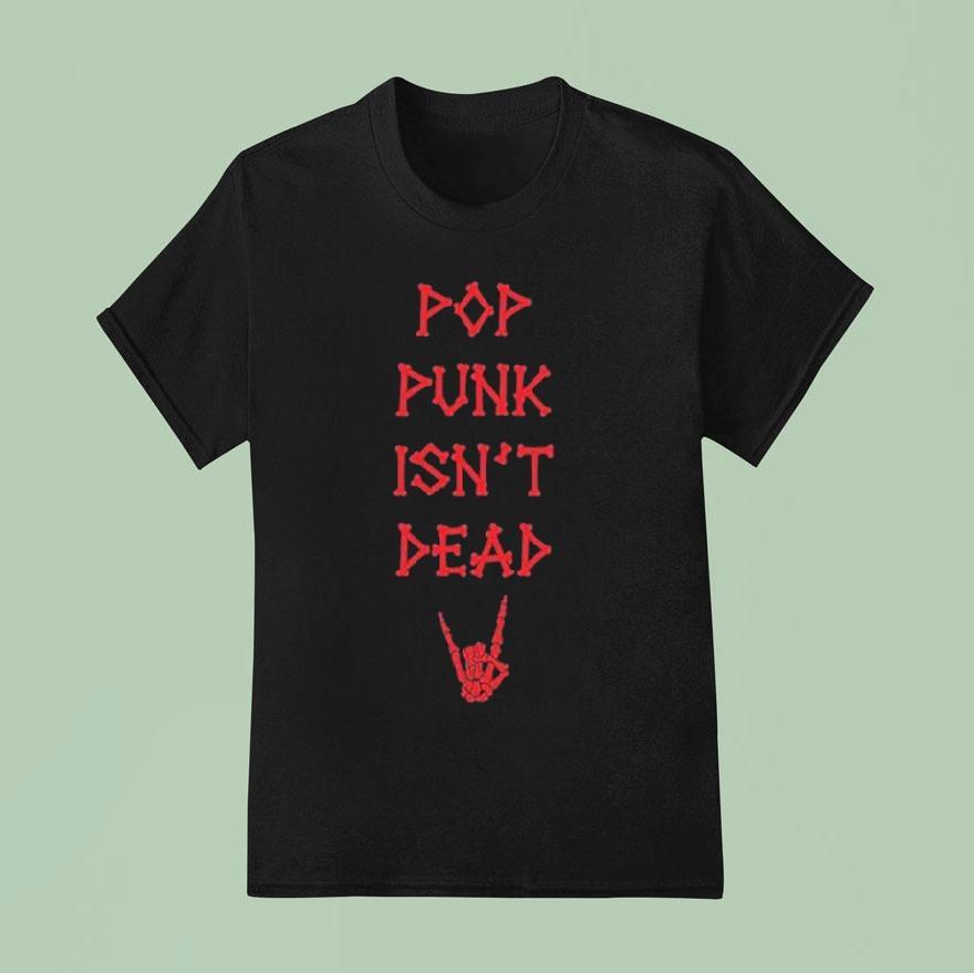The Paradox Black Pop Punk Isn T Dead Skeleton Hand T Shirt