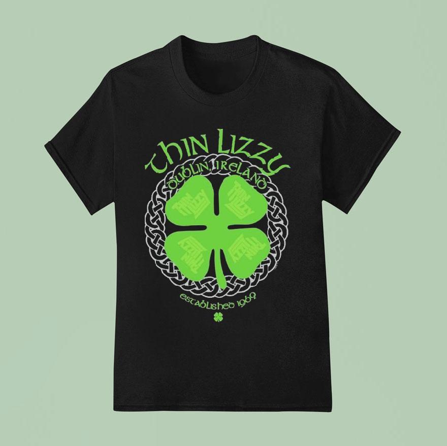 Thin Lizzy Dublin Ireland Celtic Shamrock T Shirt