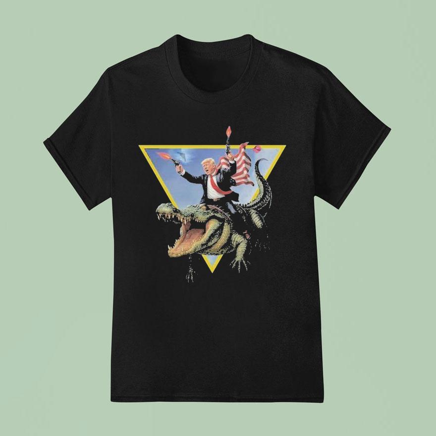 Trump Riding Alligator Alcatraz Gator T Shirt