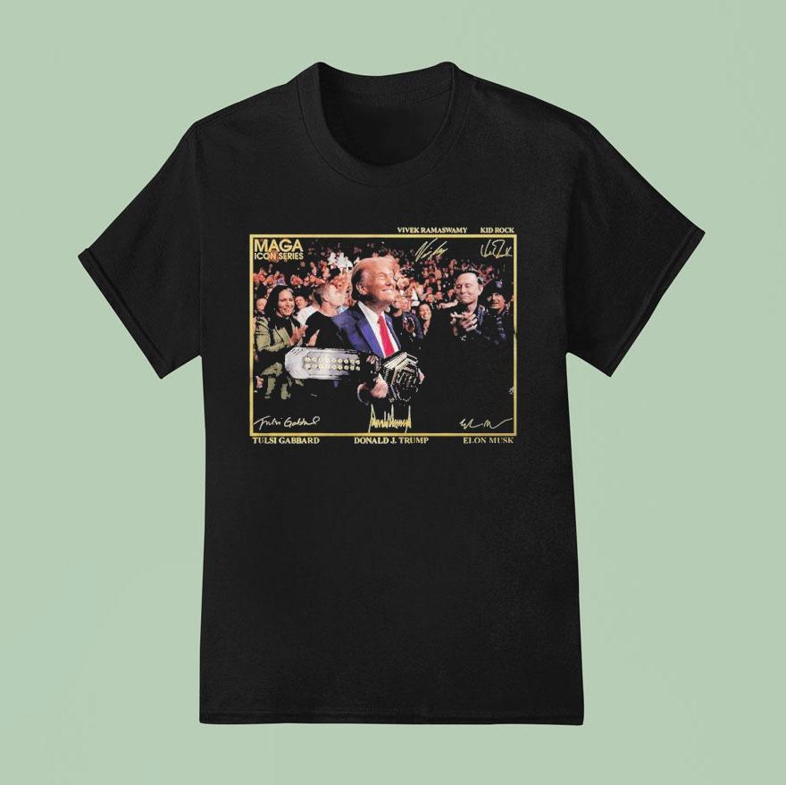 Trump With Ufc Belt Icon Series Maga Vivek Ramaswamy Kid Rock T Shirt