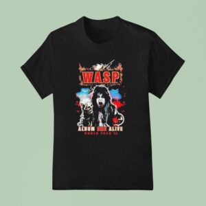 Wasp Album One Alive World Tour Skull Holding Demon Vocalist T Shirt