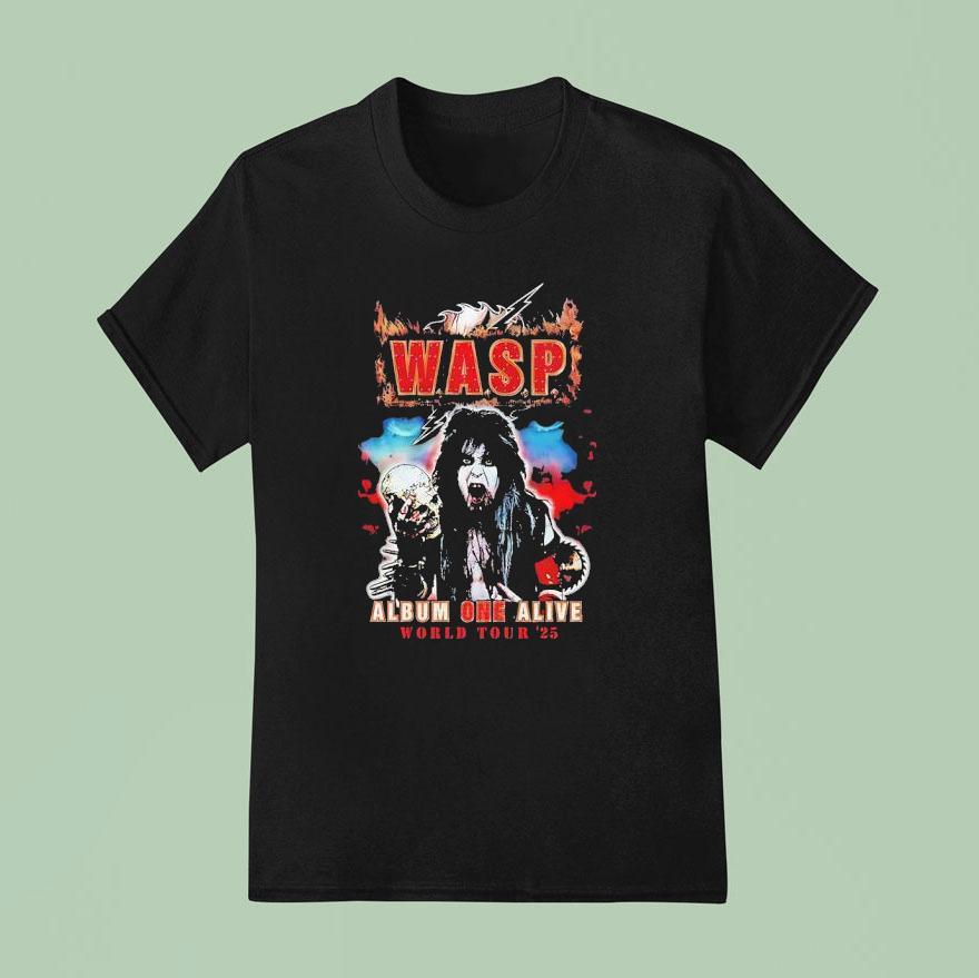 Wasp Album One Alive World Tour Skull Holding Demon Vocalist T Shirt