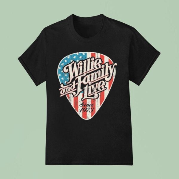 Willie Nelson Willie And Family Live Since Guitar Pick Logo T Shirt