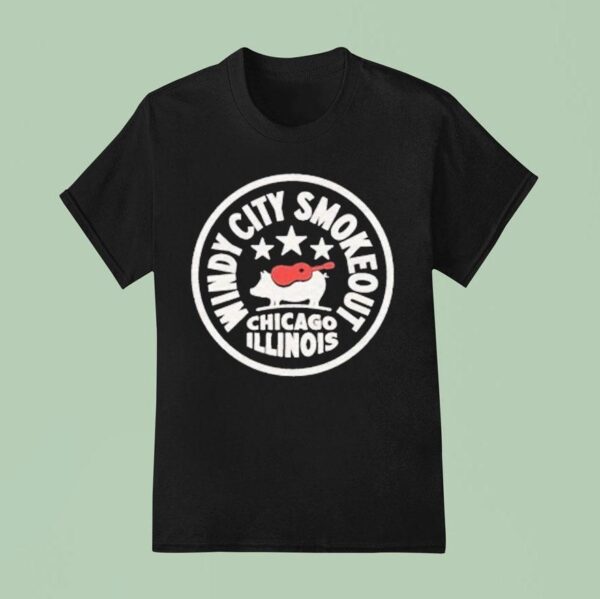 Windy City Smokeout Chicago Illinois Pig Guitar T Shirt