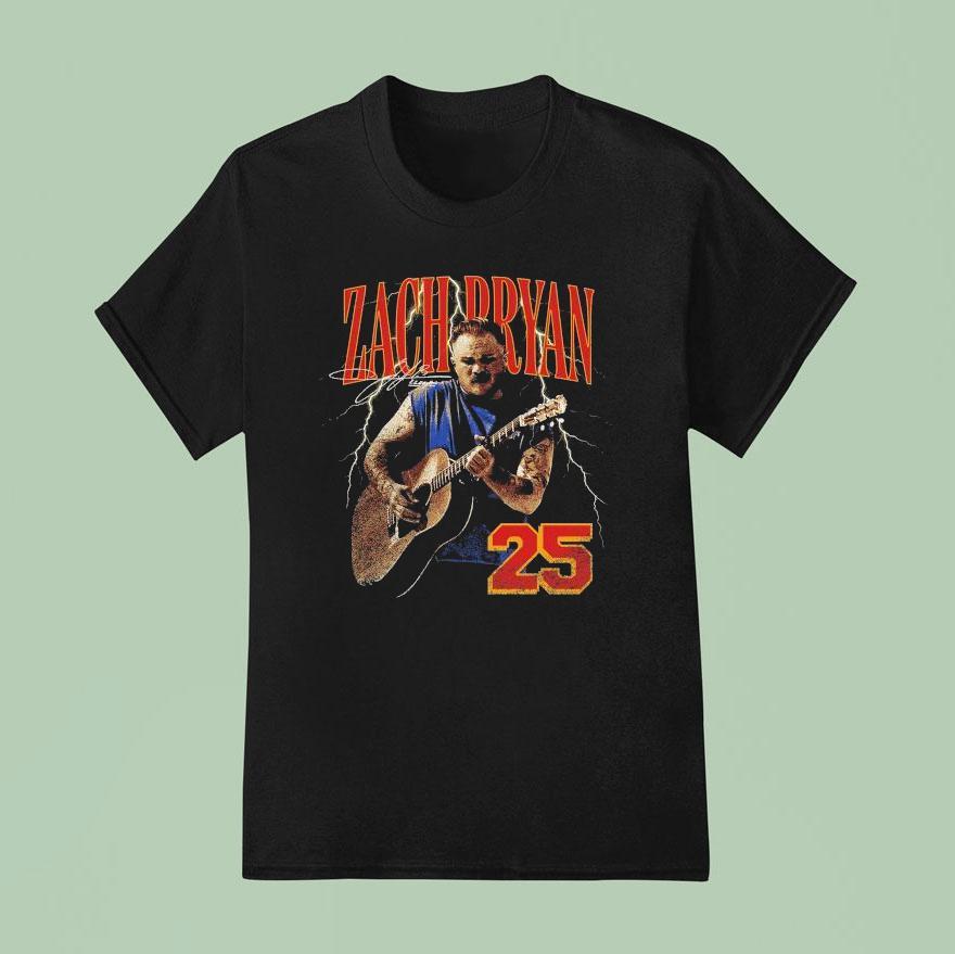 Zach Bryan Lightning Guitar T Shirt