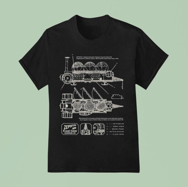 Zephyr Airship Diagram Fight Crew Cloudward Ho T Shirt