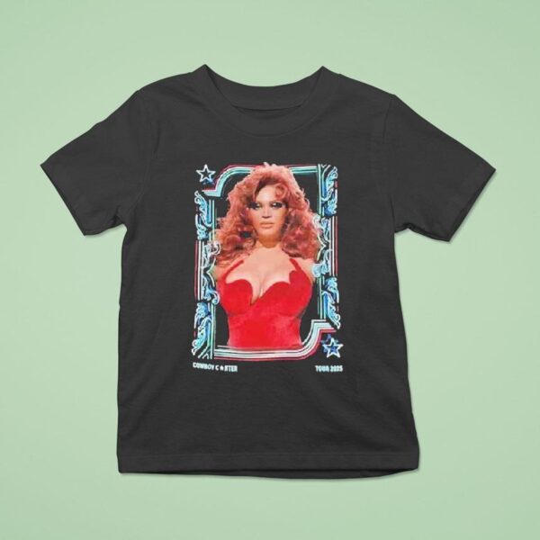 Beyonce Las Vegas Cowboy Carter Tour Pin Up Red Dress Showgirl Venue At Allegiant Stadium On July T Shirt