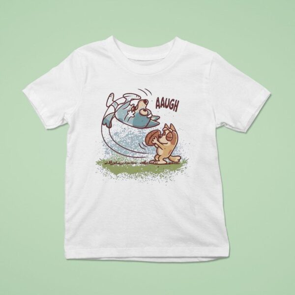 Bluey And Bingo Style Of Lucy Pulling The Football Away From Charlie Brown T Shirt