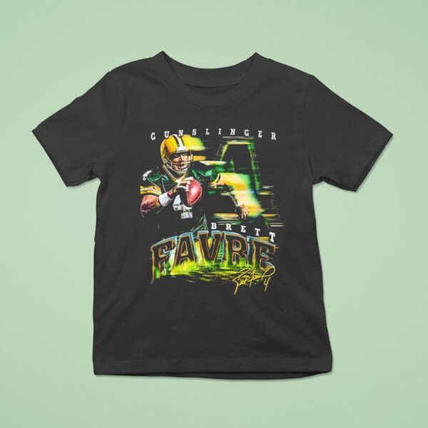 Brett Favre Green Bay Quarterback Gunslinger Grunge Signature T Shirt