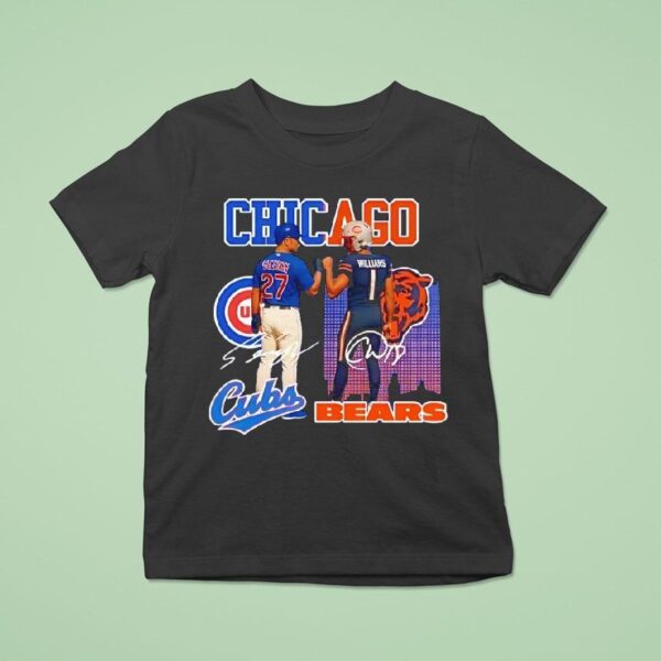 Chicago City Skyline Suzuki Chicago Cubs And Williams Chicago Bears Signatures T Shirt