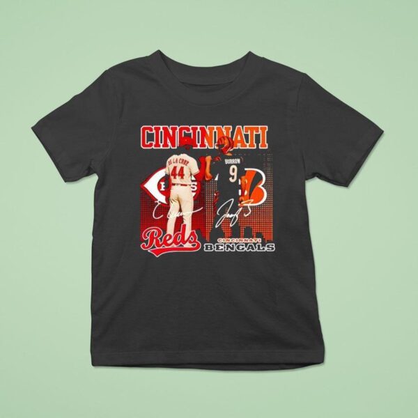 Cincinnati City Skyline De La Cruz Reds And Sorrow Bengals Signatures T Shirt