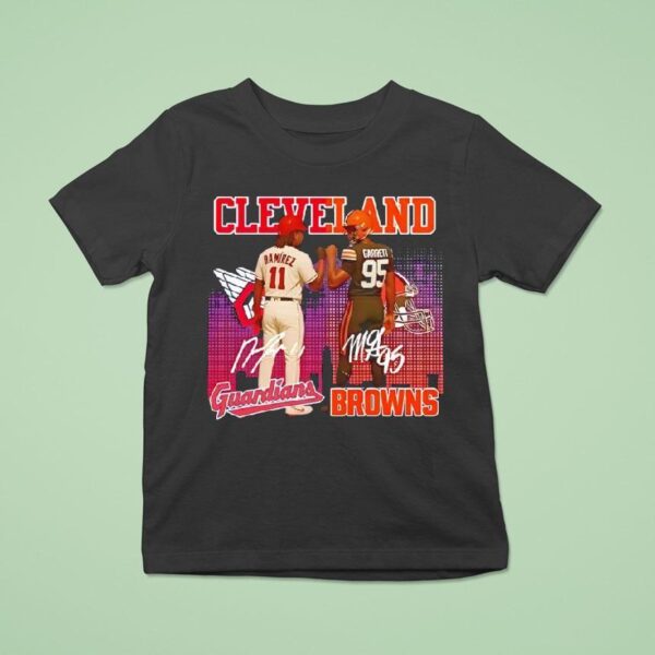 Cleveland City Skyline Ramirez Guardians And Garrett Browns Signatures T Shirt