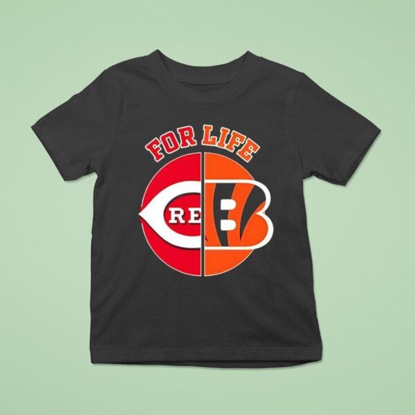 For Life Cincinnati Reds And Bengals Circle Logos T Shirt