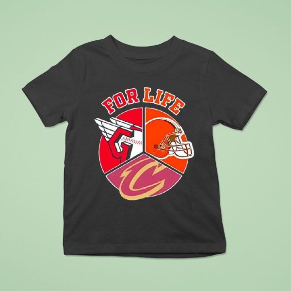 For Life Cleveland Guardians Browns And Cavaliers Circle Logos T Shirt