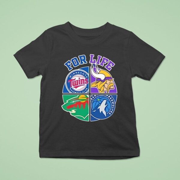 For Life Minnesota Vikings Twins Timberwolves And Wild Circle Logos T Shirt