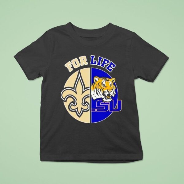 For Life New Orleans Saints And Lsu Tigers Circle Logos T Shirt