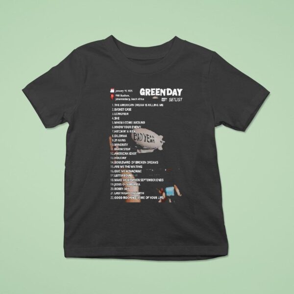 Green Day Bad Year Setlist Tour T Shirt