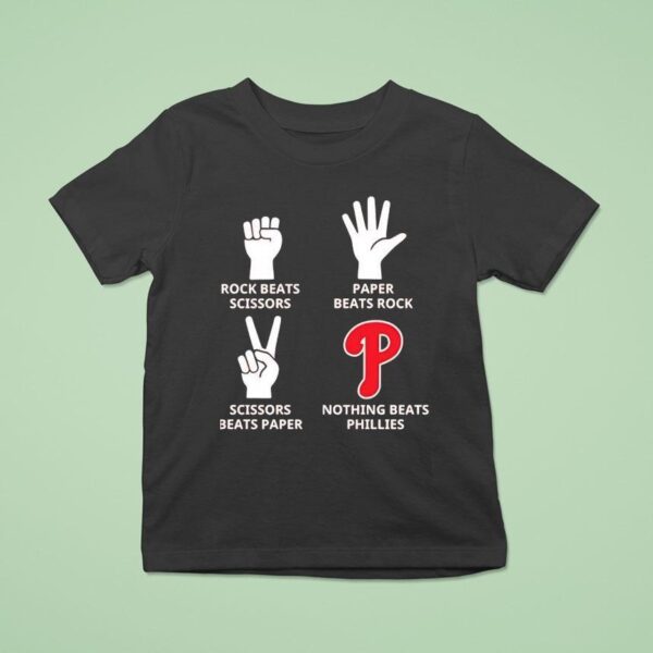 Hand Sign And Philadelphia Phillies Rock Beats Scissors Paper Beats Rock T Shirt
