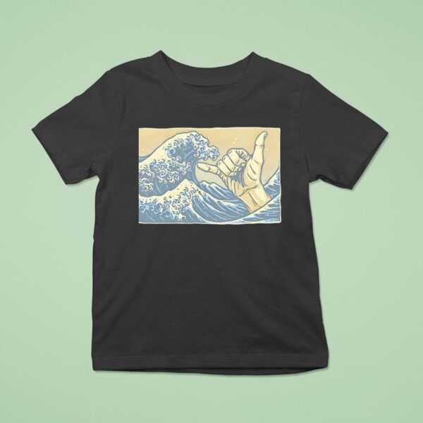 Hokusai S The Great Wave Off Kanagawa And The Hang Loose Hand Sign T Shirt