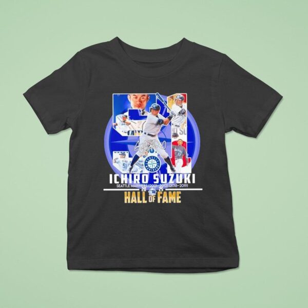 Ichiro Suzuki Seattle Mariners Hall Of Fame Signature T Shirt